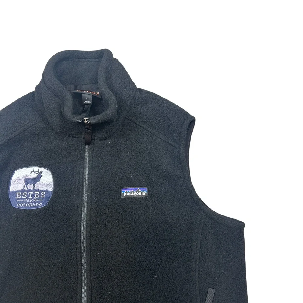 Patagonia Synchilla Vest Mens Large Black Fleece Sleeveless Mock Neck‎ Full Zip